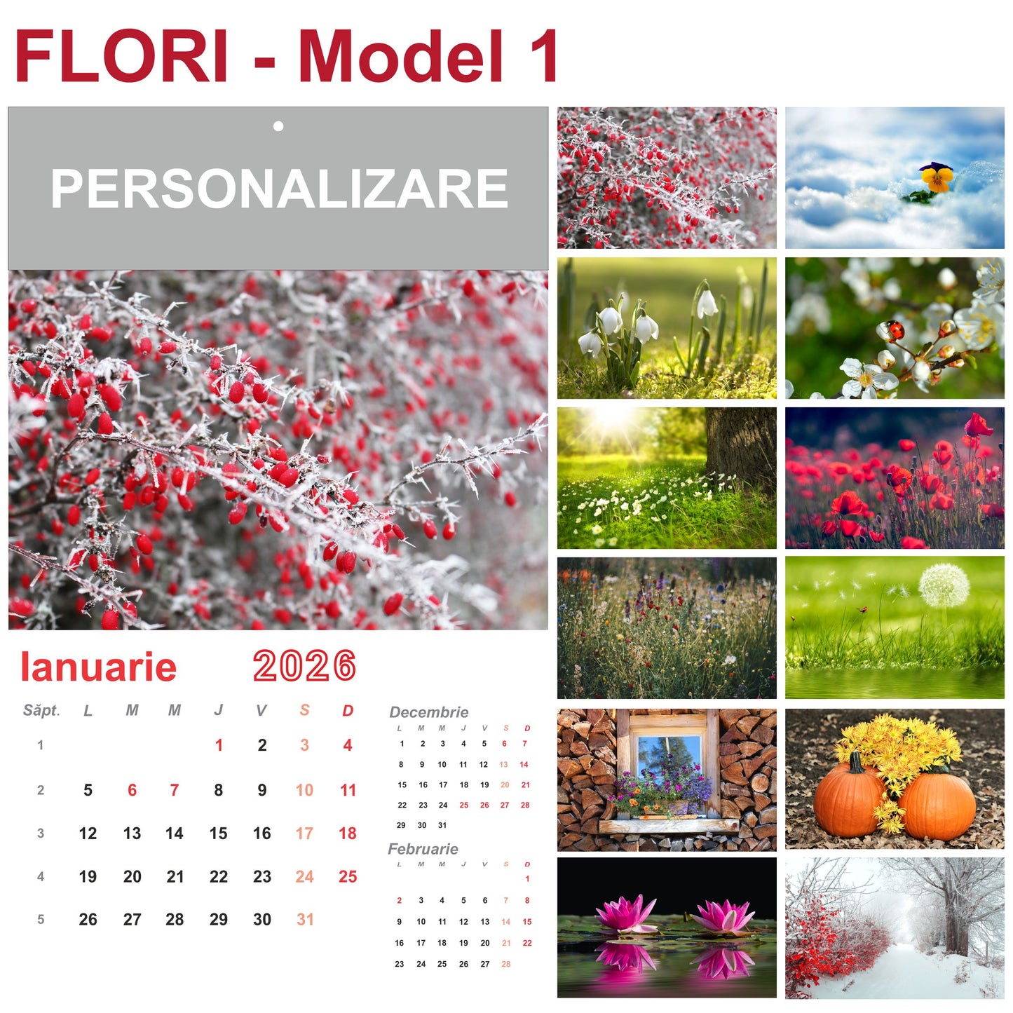 Calendar de Perete - tematica Flori