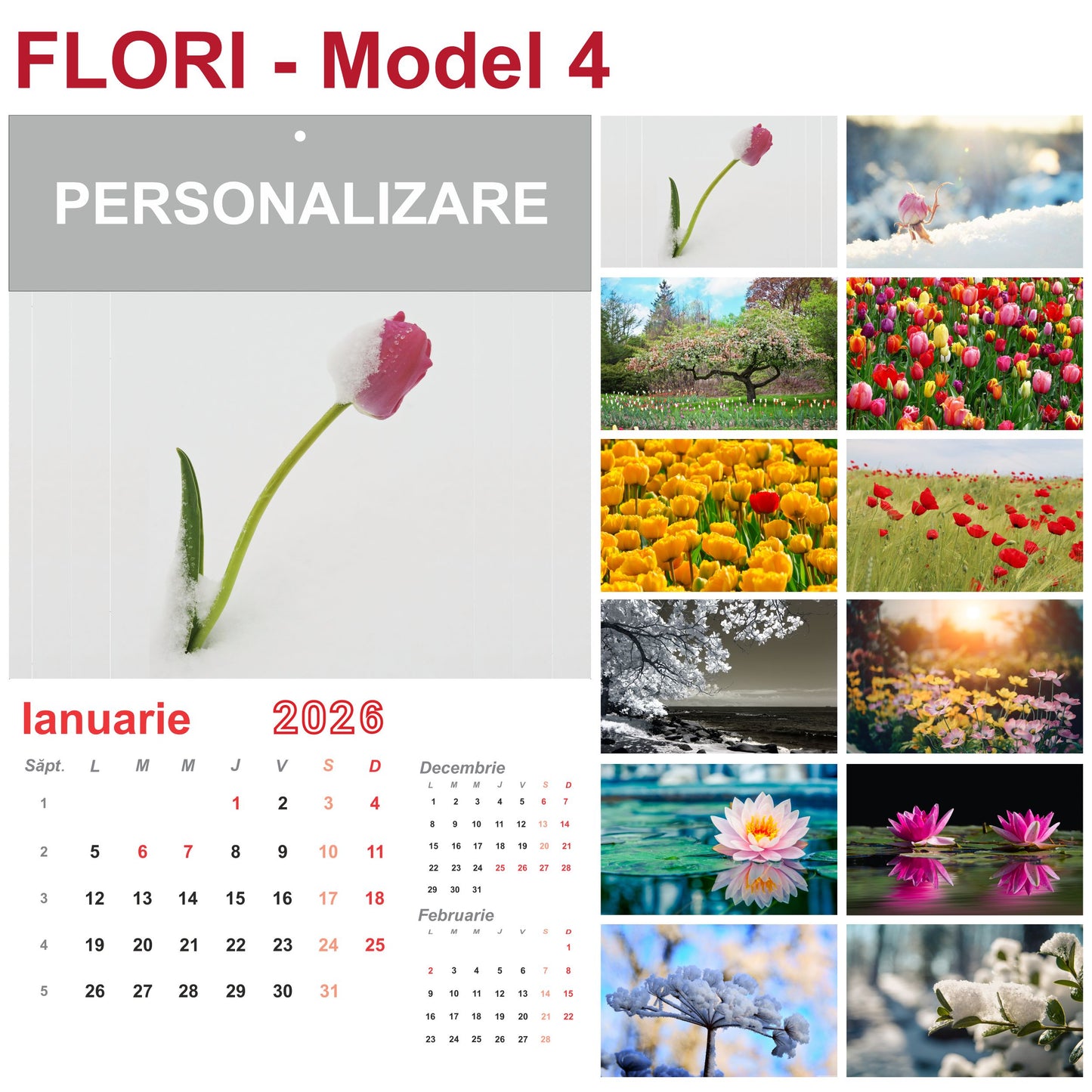 Calendar de Perete - tematica Flori