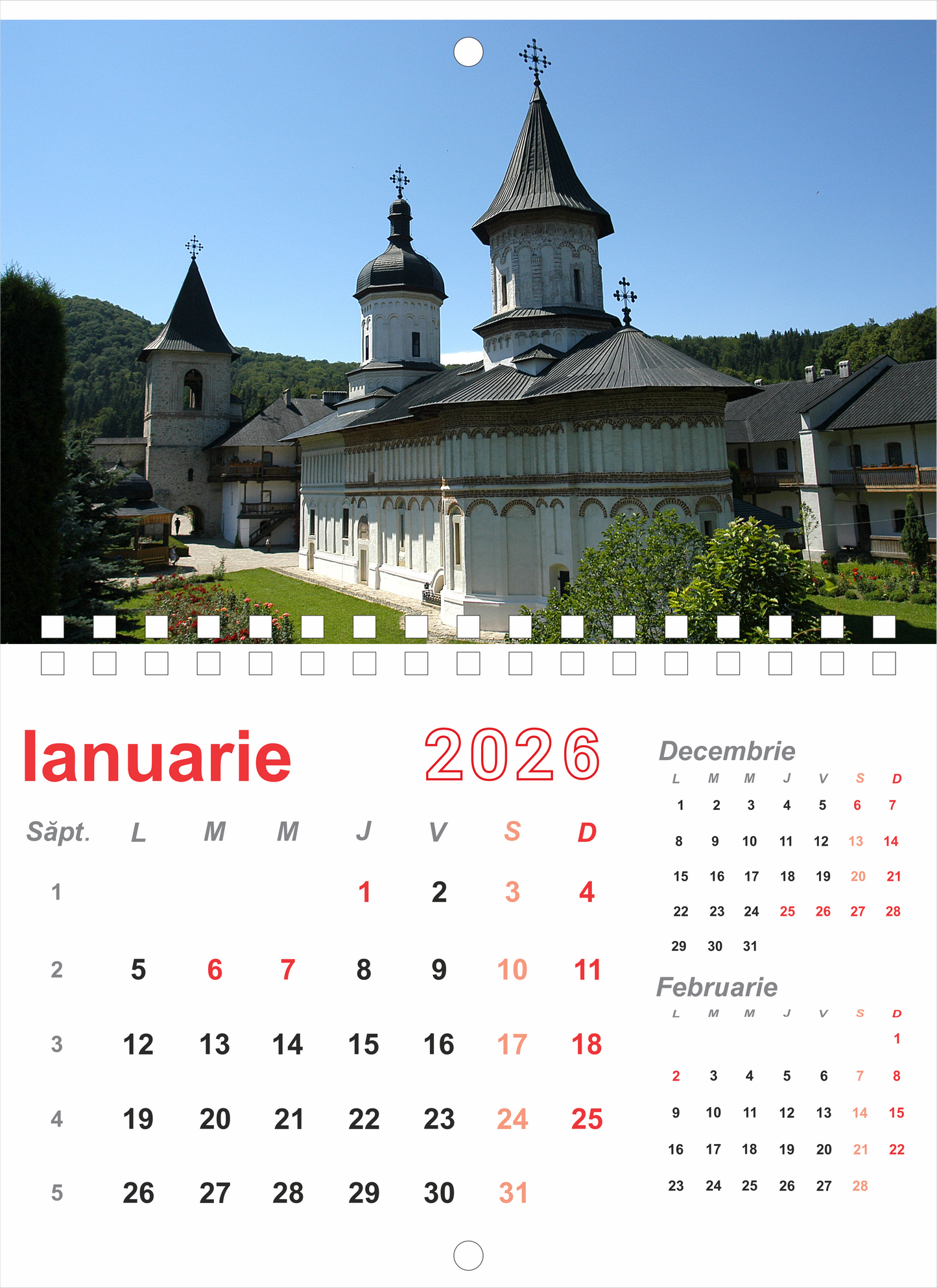 Calendar de perete Manastiri din Romania 2026