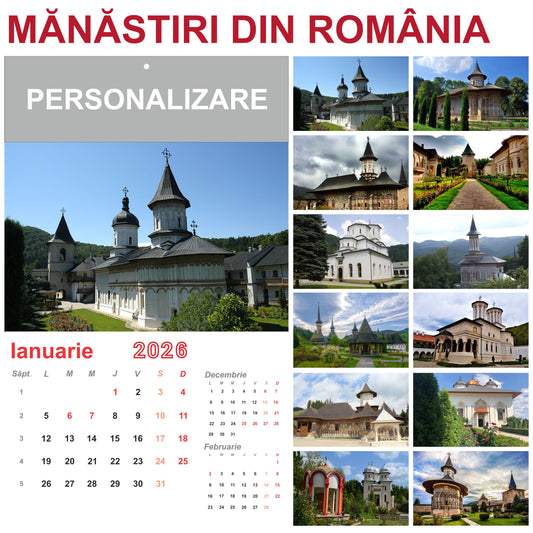 Calendar de perete Manastiri din Romania 2026
