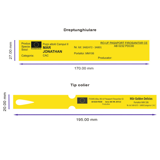 Etichete galbene pentru pomi fructiferi
